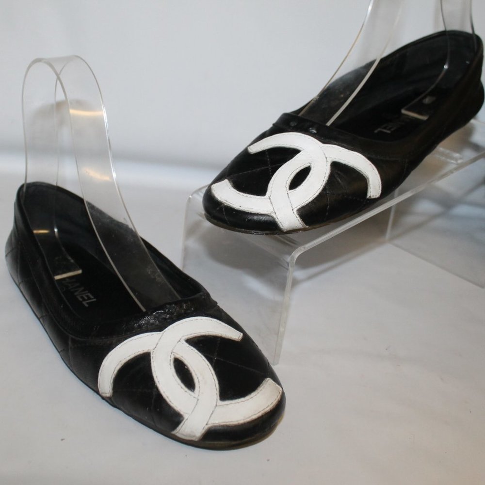 Auth Chanel Cambon Ballerina Flats Shoes